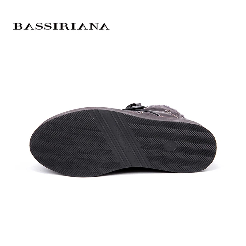 BASSIRIANA/ Новинка зимы из натуральной кожи Для женщин черная обувь на плоской подошве Серый ; размеры 35–40