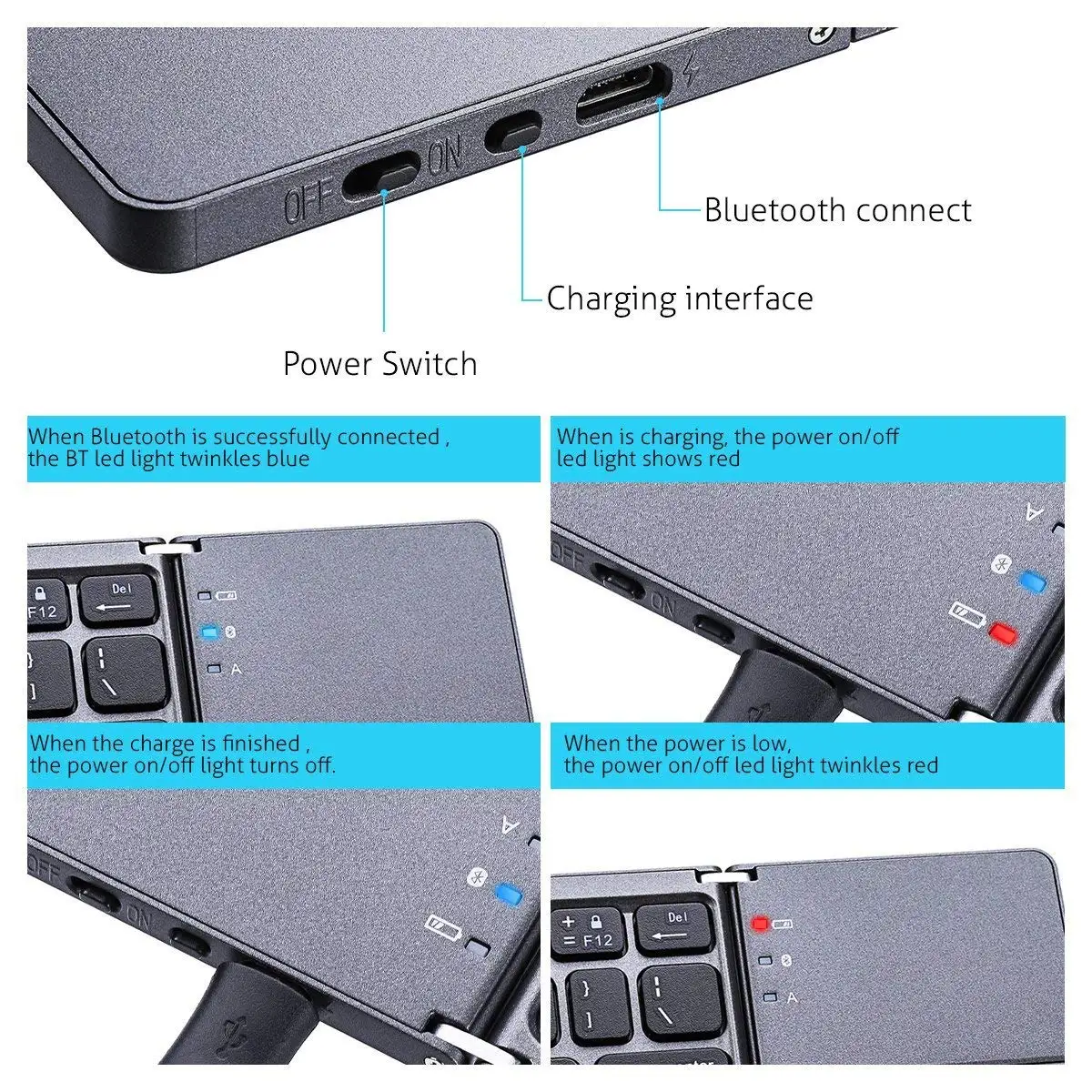 Ультратонкая Складная Беспроводная складная Bluetooth клавиатура с сенсорной