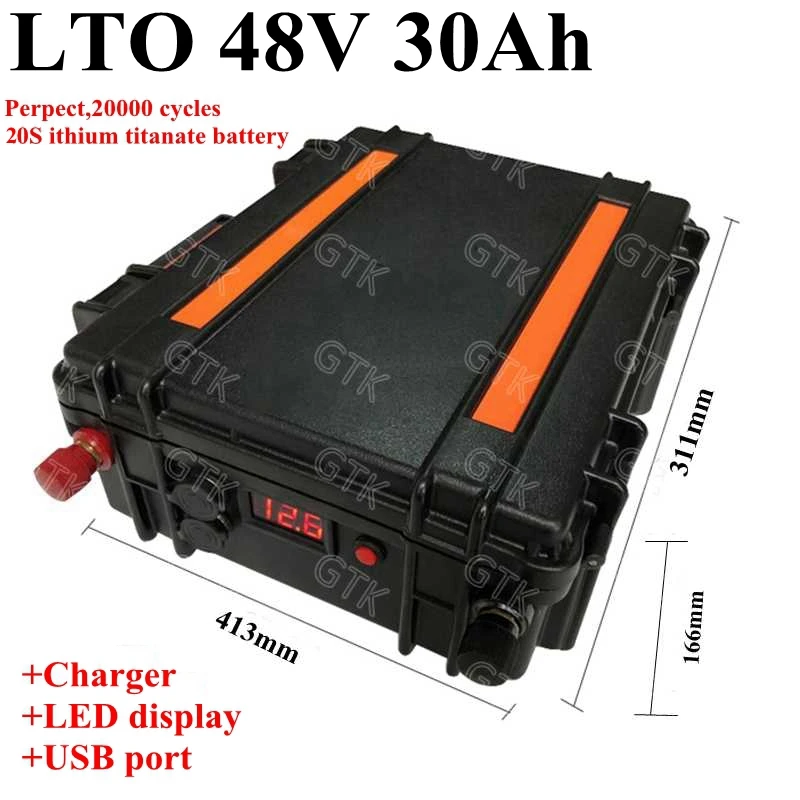 LTO 48 В 30Ah литиевый титановый Аккумулятор для мотора дома солнечная панель RV кемпинг караван солнечная система гольф-тележка+ 5A зарядное устройство