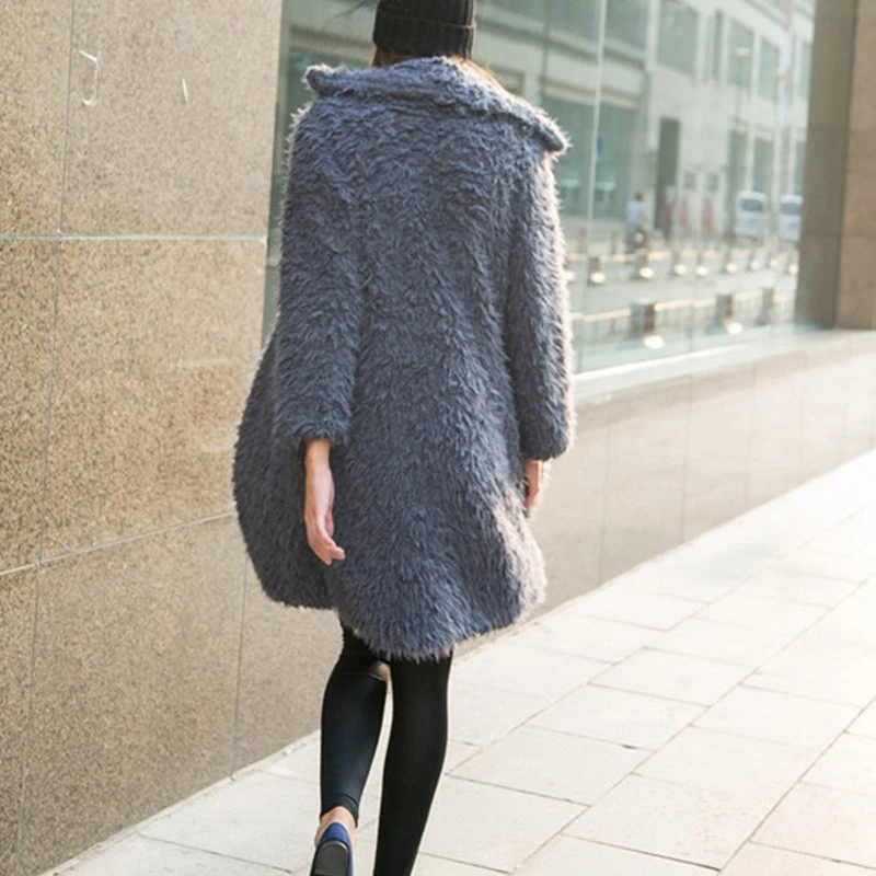 Женское модное пальто из искусственного меха пушистая теплая женская верхняя