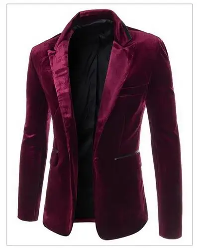 Мужские бархатный блейзер новые модные Slim Fit пиджак Большие размеры 5XL 6XL 4 вида цветов одной кнопки Весна пальто осенне-зимняя верхняя одежда - Цвет: wine red