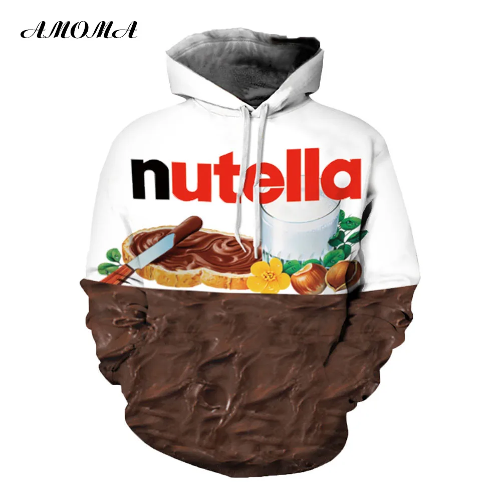 AMOMA унисекс реалистичный 3d цифровой печати пуловер толстовка с капюшоном Nutella