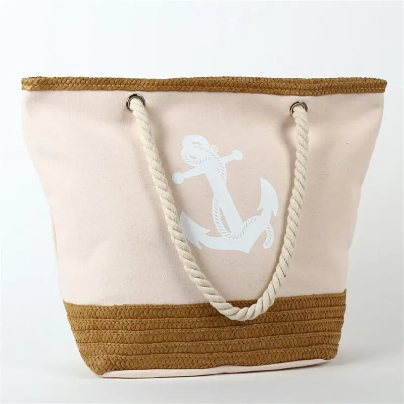 2017 женской Моды Сумка Способа Якорь Печатных Леди Холщовый Мешок bolsos де mujer |