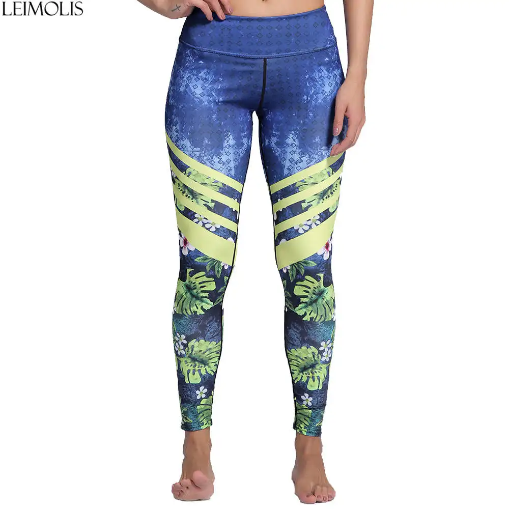 Женские леггинсы для фитнеса LEIMOLIS розовые легинсы с принтом вишни и джунглей в