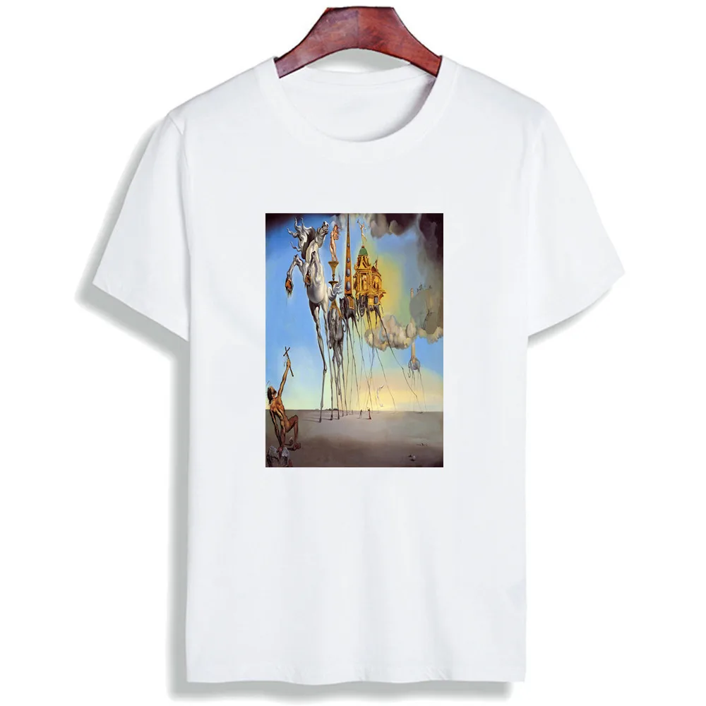 Новая брендовая забавная футболка для женщин Salvador Dali Surreal Art модель с круглым
