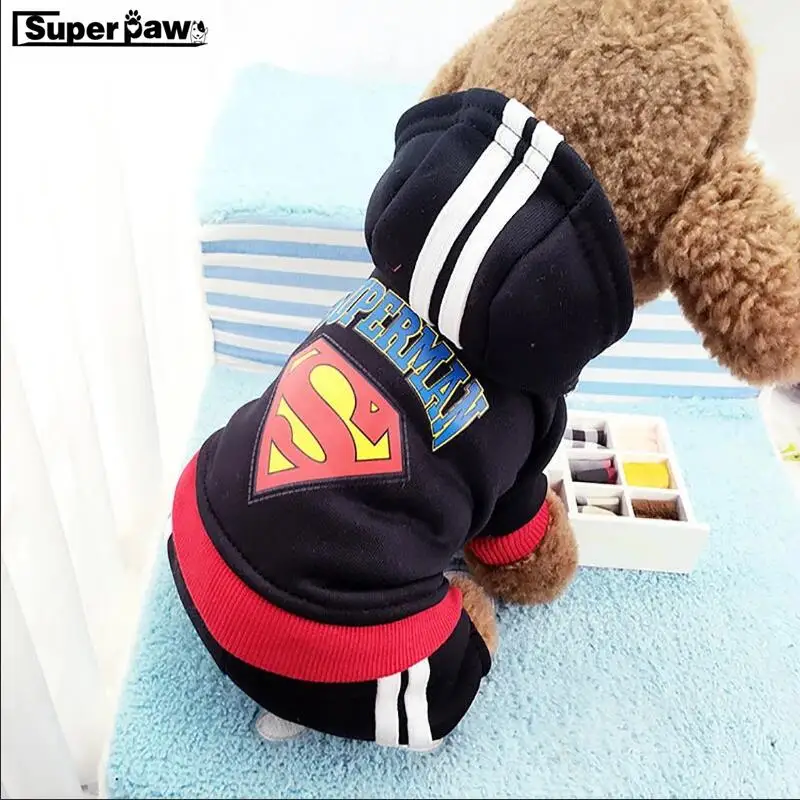 Black Superman Новая зимняя теплая Одежда для питомцев, костюмы для собак, куртка с Бэтменом Супермена, одежда с капюшоном для маленьких собак, чихуахуа, йоркширского терьера GGC04 - Цвет: Black Superman