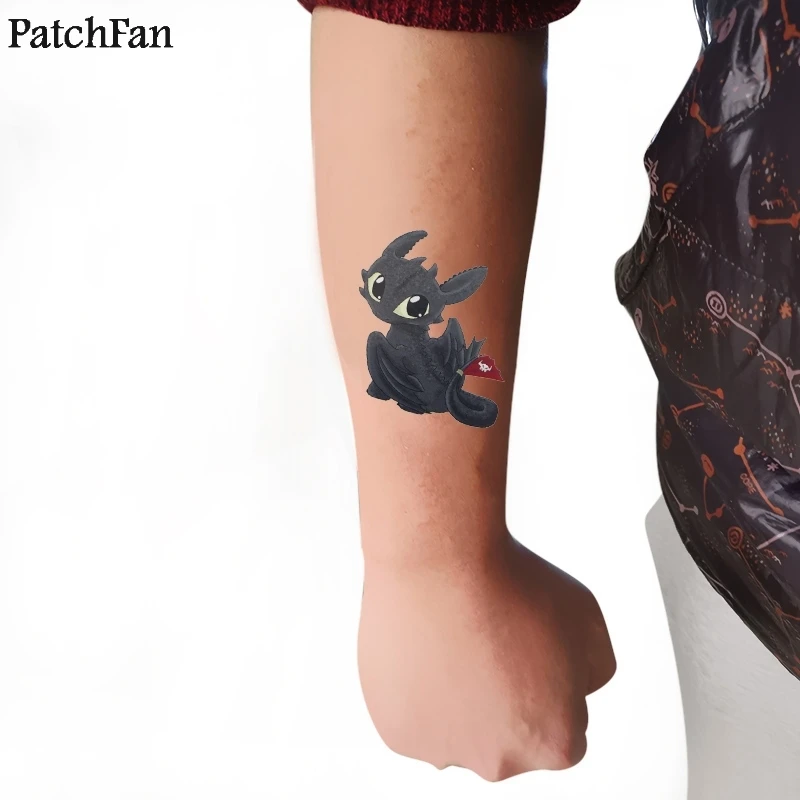 50 шт. patchfan, футболка с изображением героев мультфильма «Как приручить дракона свет фурия Беззубик временный боди-арт Стикеры переводная татуировка Для мужчин макияж A1690
