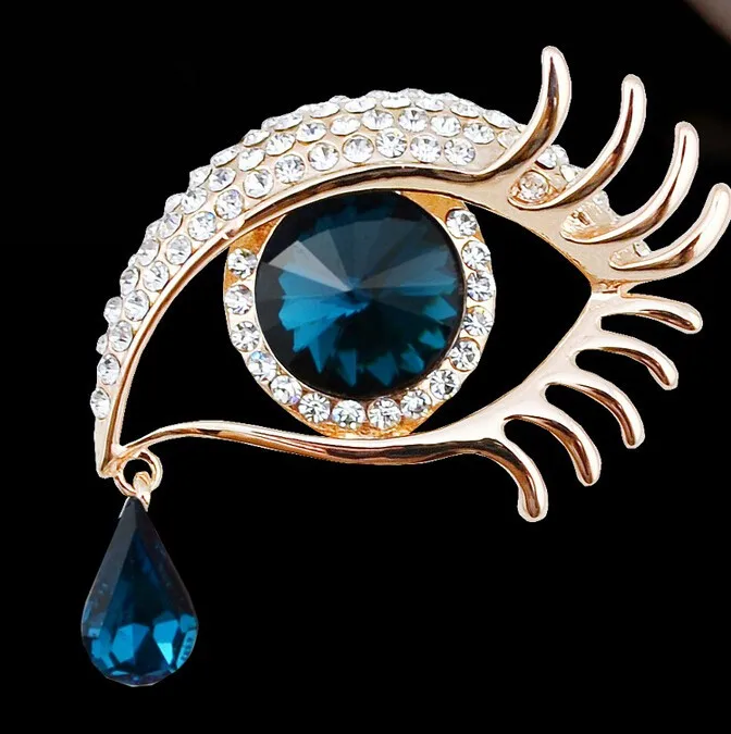 Women Scarf Clips brooches jewelry Silver-color Big Eye tears Crystal for women wedding party clothes brooch pins | Украшения и