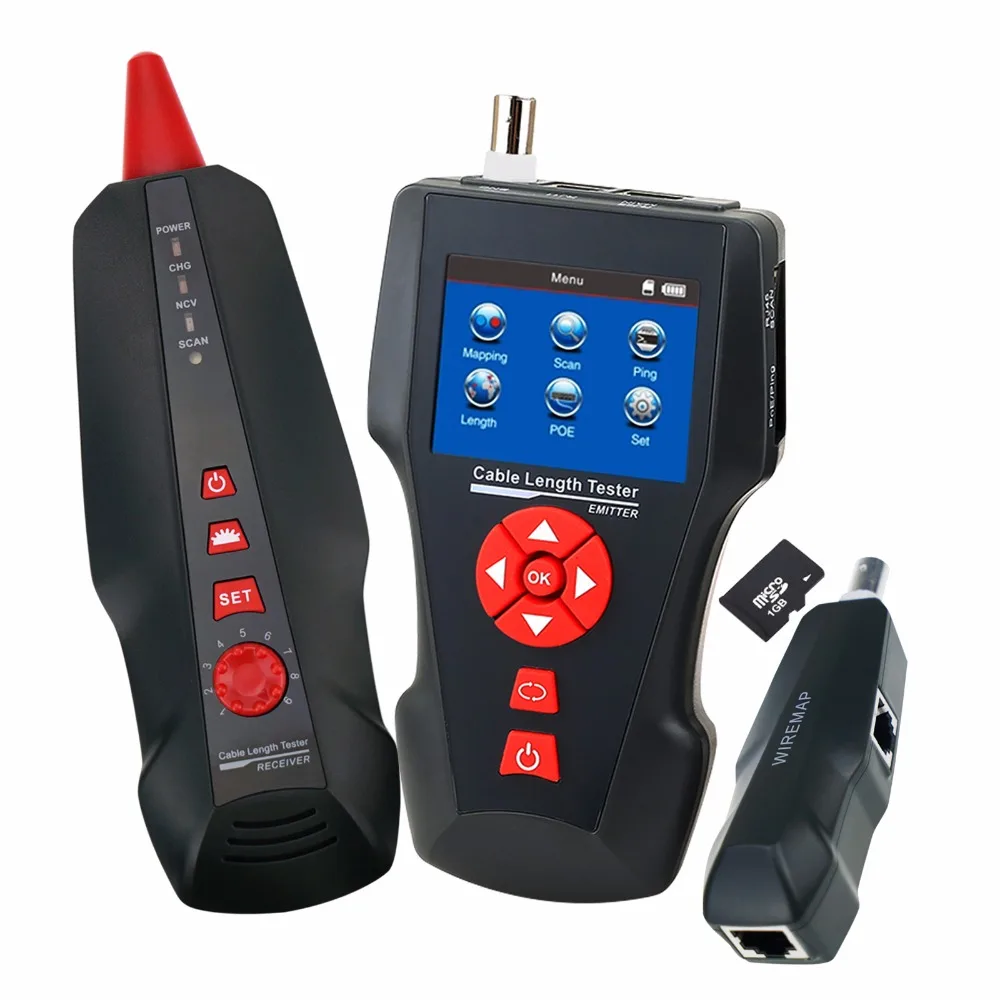 

RJ45 RJ11 BNC Coax Network w/Free tf-карта ручной кабельный тестер провод трекер Длина Кабеля Тестер STP/UTP 5E, 6E Ethernet тестер