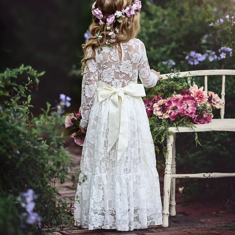 Kids Baby Girls White Princess Dress Summer Girl Flower Lace Embroidery Dresses Kid Children Birthday Party Ball Clothing | Детская