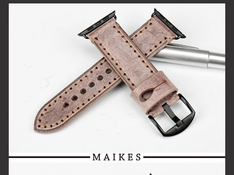 Ремешок для часов MAIKES из натуральной кожи для Apple Watch, ремешок 44 мм, 40 мм, 42 мм, 38 мм, серия 4, 3, 2, 1, iWatch, ремешок для часов, браслет для часов