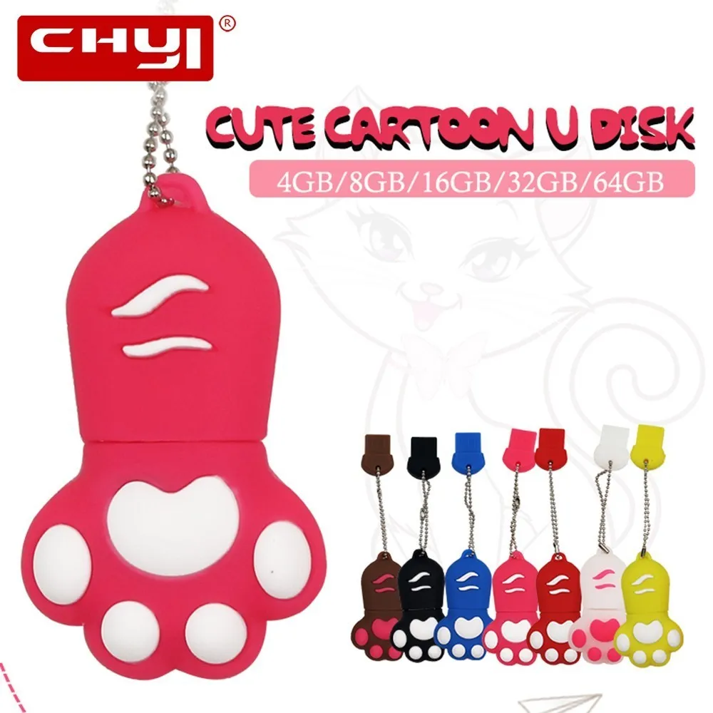 CHYI USB флешка 4 ГБ 8 16 кошка лапой накопитель Флешка с героями из мультфильма 32 memory