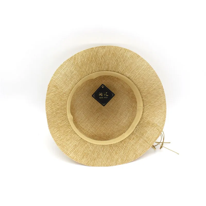 Женская соломенная шляпа Minhui летняя пляжная из хлопка и льна с цветочным принтом