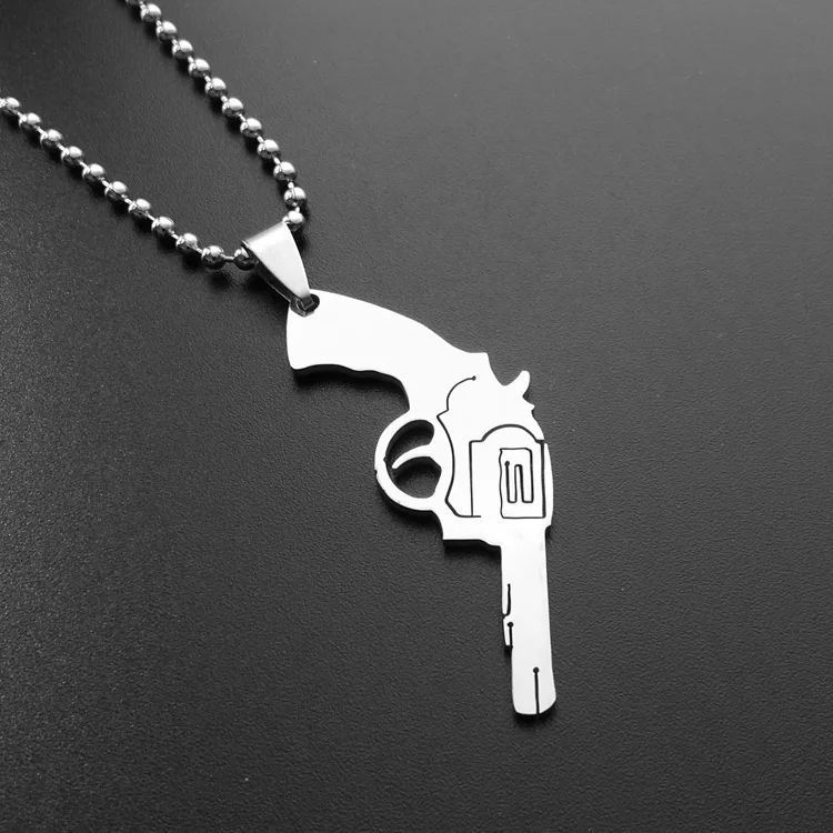 10 Stainless Steel Revolver Pistol Necklace Guns Movie Character Zorro Weapon Men Jewelry | Украшения и аксессуары