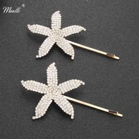 miallo 2pcslot fashion starfish austrian crystal hair clips beach wedding bride barrettes women hair jewelry accessories
