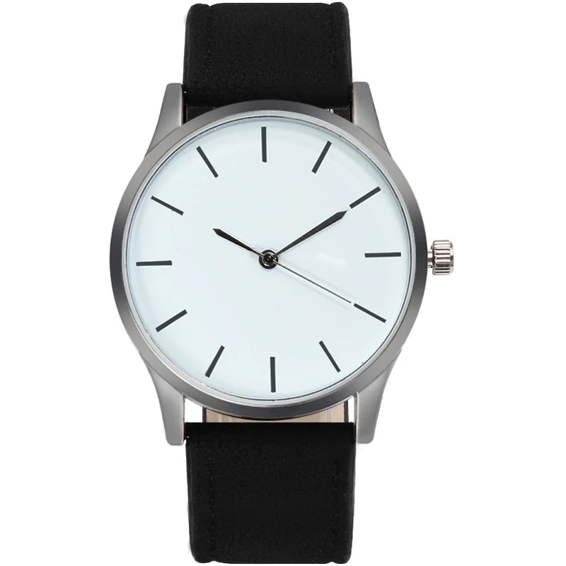 black strap white Модные Военные кварцевые мужские часы с большим циферблатом, Кожаные Деловые повседневные спортивные часы, мужские наручные часы, Reloj Relogio Masculino - Цвет: black strap white