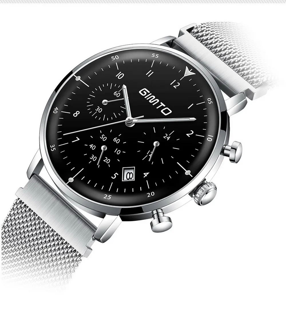Reloj hombre GIMTO Топ бренд класса люкс для мужчин часы ультра тонкий Дата наручные часы сталь Водонепроницаемый спортивные часы повседневное кварцевые часы