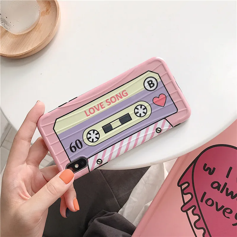DECOCASE Cute Tape Luggage Stripped Pattern 3D Protective Phone Cases for iPhone 6 6s 7 8 Plus X XR XS Max Covers iphone x |