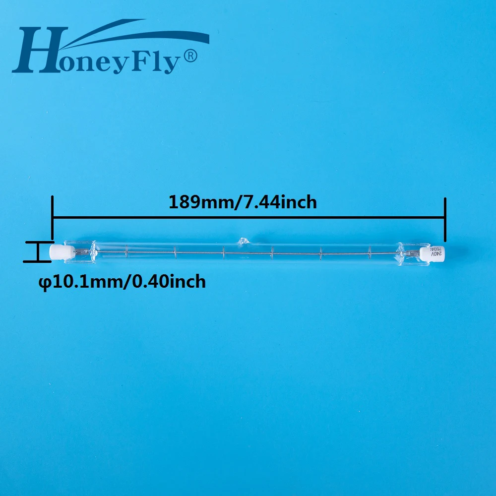 HoneyFly 10pcs 189mm New Linear Halogen Lamp J189 220V/110V 750W 1000W R7S Double Ended Filament Flood Light Quartz Tube