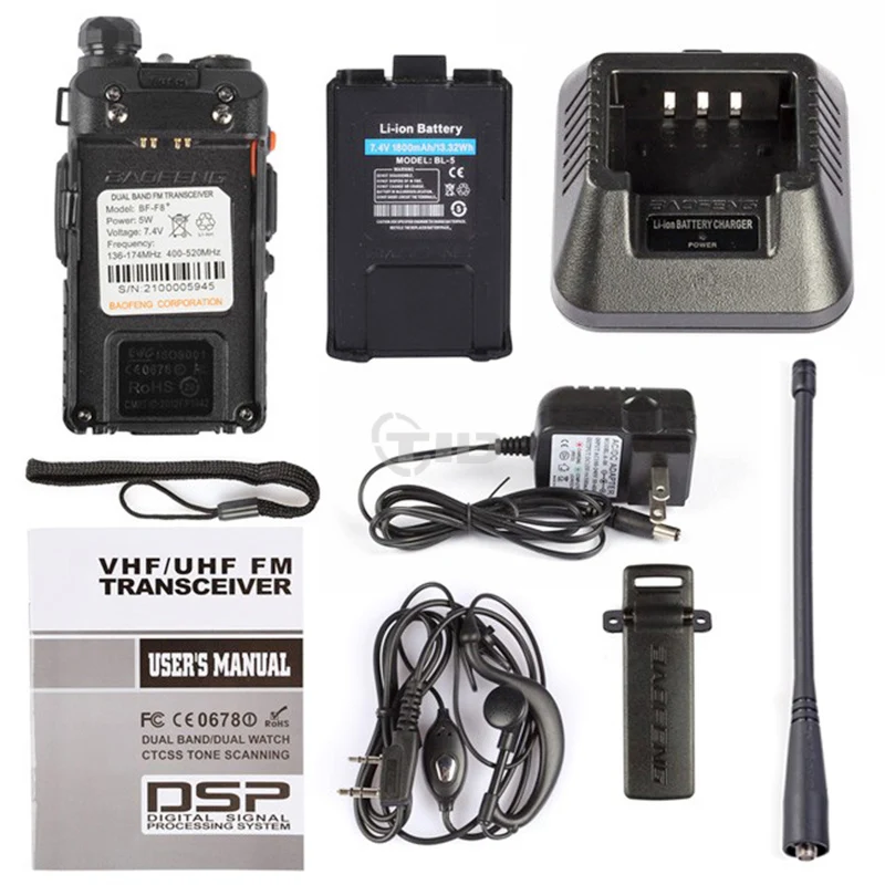 Портативная рация Baofeng BF-F8 Plus двухдиапазонный VHF136-174MHz и UHF400-520MHz двухдиапазонный дисплей двухстороннее радио