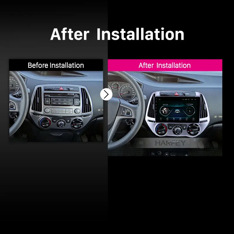 Harfey 9 дюймов Android 1 HD сенсорный экран GPS навигация радио для Hyundai i20 Руководство A/C 2012
