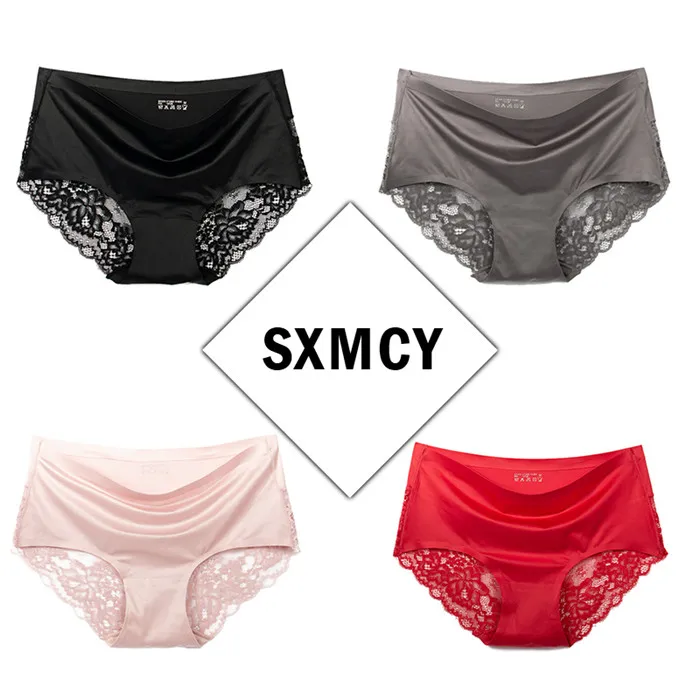 SXMCY 4 шт./лот, сексуальные кружевные Бесшовные женские трусы, ледяной шелк, ажурное кружевное нижнее белье, хлопковое нижнее белье, трусы-бикини - Цвет: Combination10