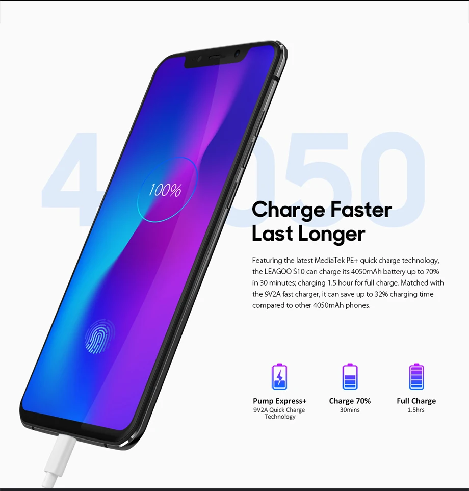 LEAGOO S10, глобальная версия, Android 8,1, смартфон, 6 ГБ, 128 ГБ, 6,21 дюйма, 19:9, u-образная система, 4050 МП, мАч, встроенный экран, отпечаток пальца, мобильный телефон