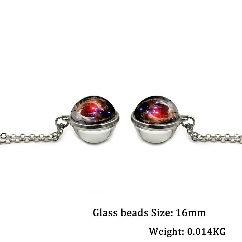 С принтами Вселенной космоса двухсторонняя стеклянный шар кулон ожерелье Galaxy