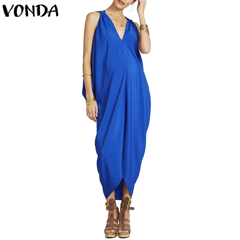 Платье для беременных VONDA длинное Повседневное платье без рукавов с треугольным