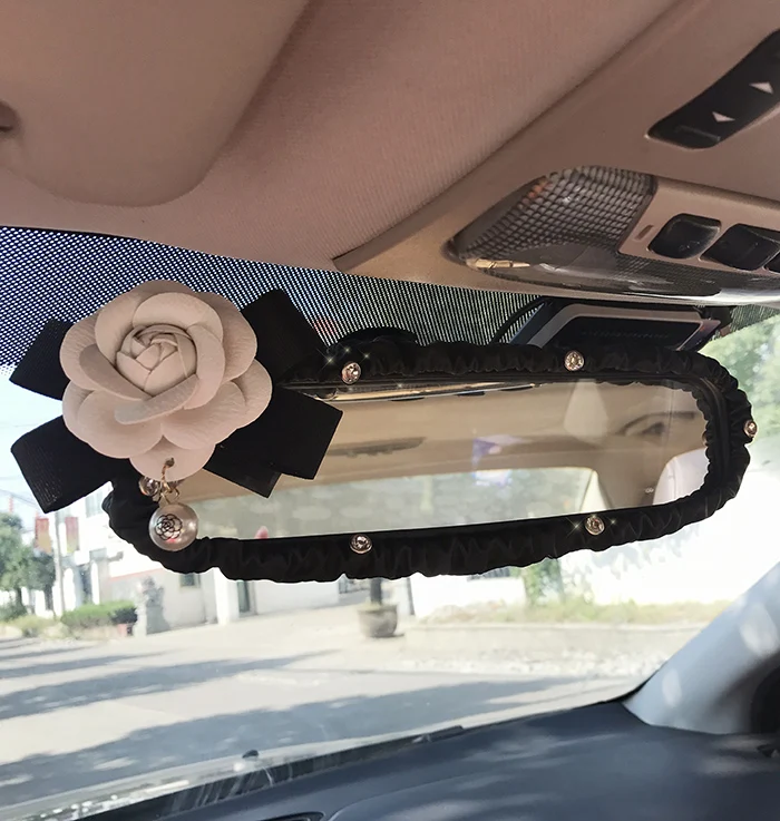 Украшение для зеркала заднего вида в виде цветка камелии|car mirror accessories|car accessories