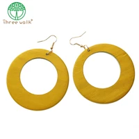 e237 new earrings woman wood round hollow fashion jewelry eardrop round design personality hollow