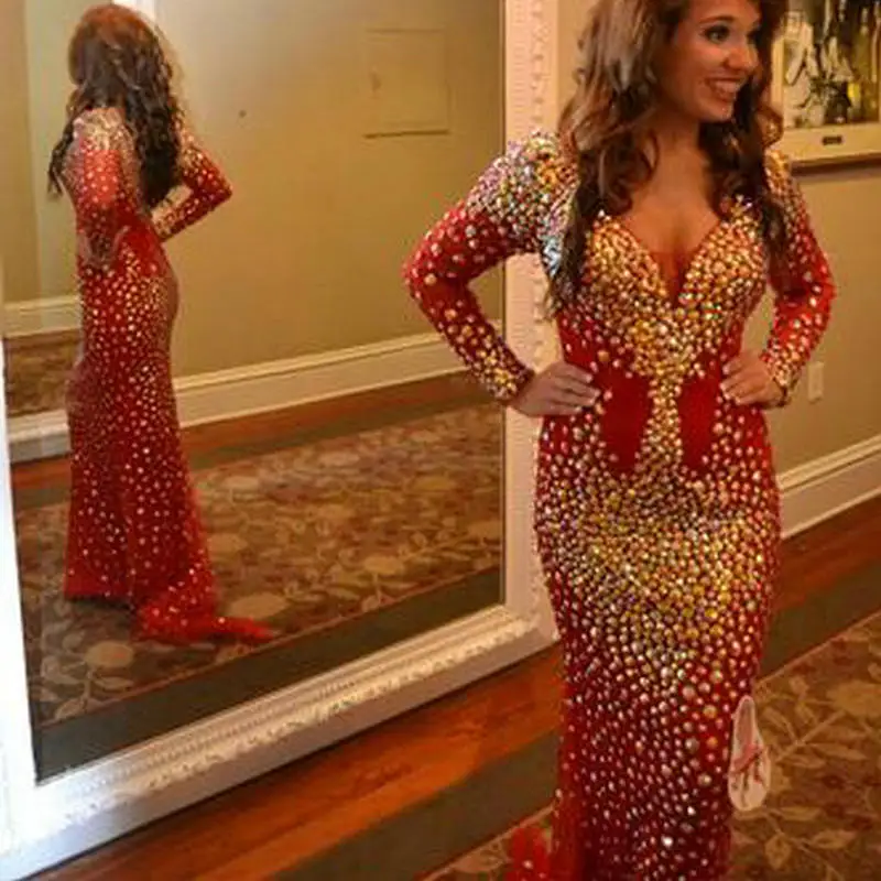 Фантастические шикарные Выпускные платья 2017 с v-образным вырезом и длинными