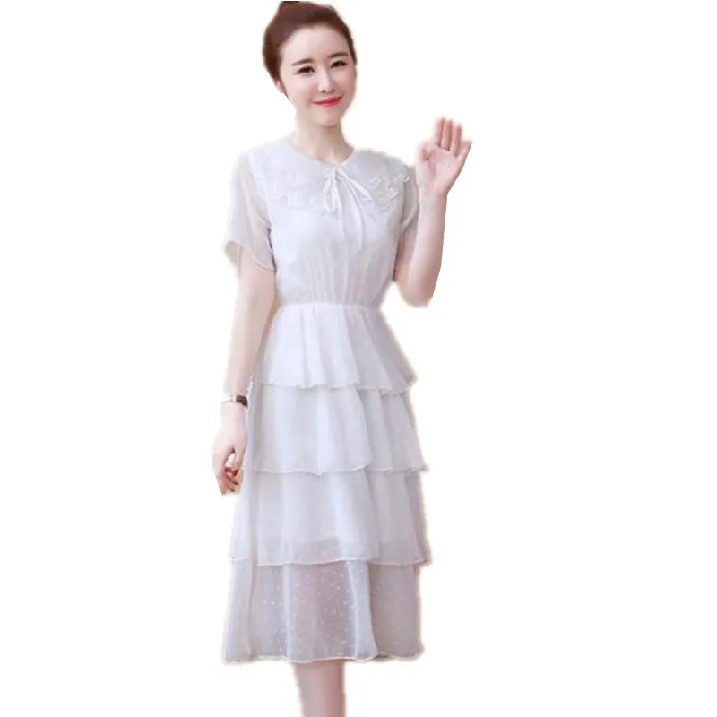 Женское шифоновое платье большого размера летнее новое модное с короткими