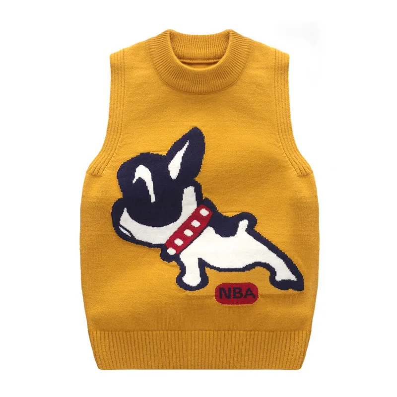 NO9 SLKMSWMDJ new autumn and winter children's sweater vest boy girl knit sweater cute cartoon pattern baby comfort vest 15 colors - Цвет: NO9
