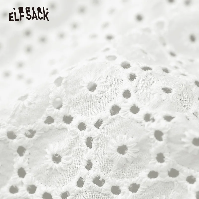 Женское кружевное платье ELFSACK белое Элегантное повседневное шифоновое с v