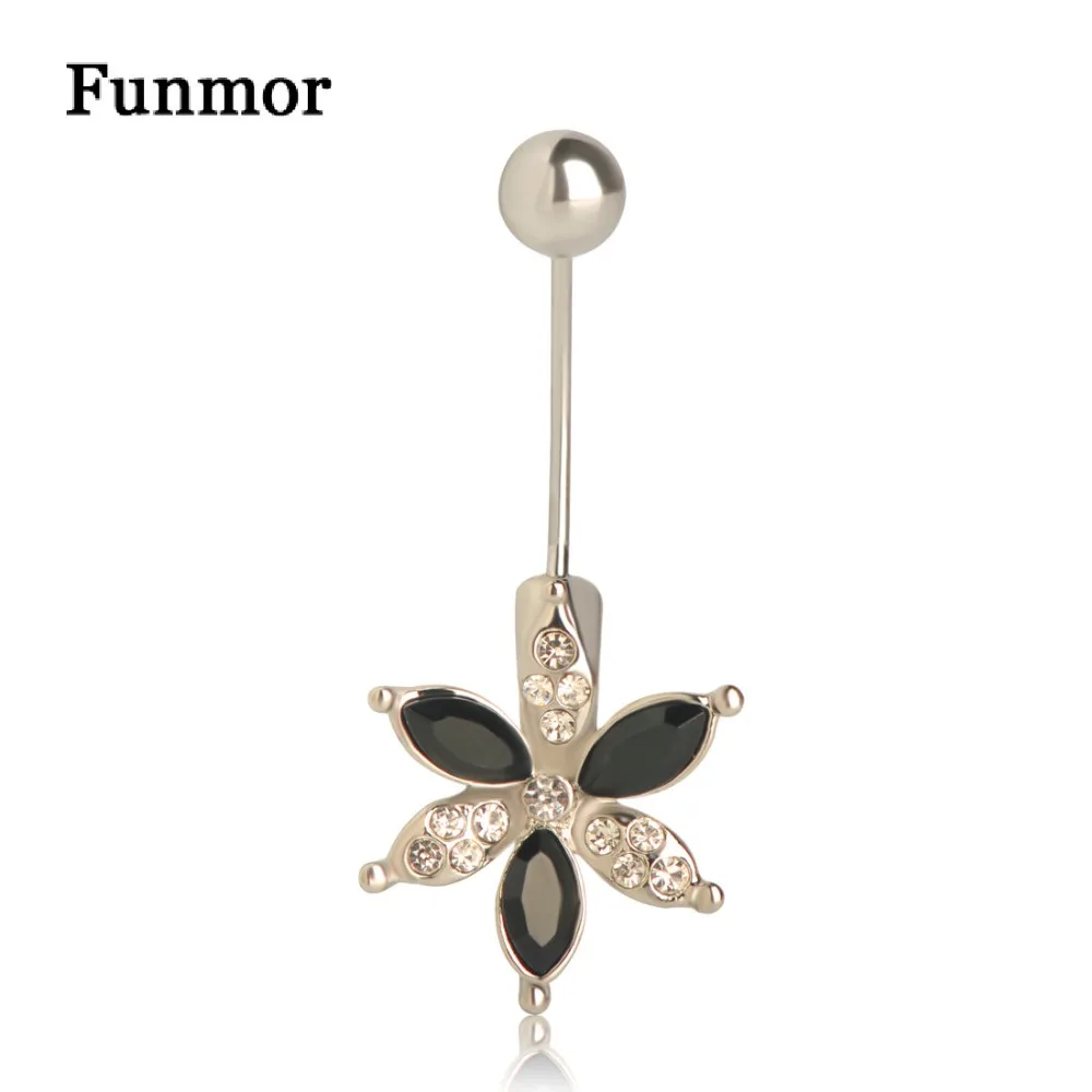 

Funmor 3 Color Flower Rhinestones Belly Button Ring For Women Girls Holiday Summer Sexy Navel Piercing Jewelry piercing Nombril