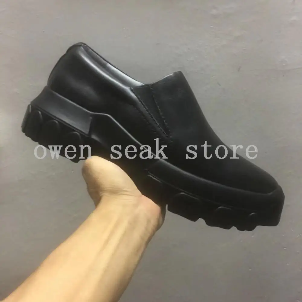 Черный 19ss Owen Seak/мужские лоферы; Повседневная обувь; роскошные кроссовки из натуральной кожи; осенние мужские туфли на плоской подошве; черные кроссовки; обувь, увеличивающая рост - Цвет: Черный