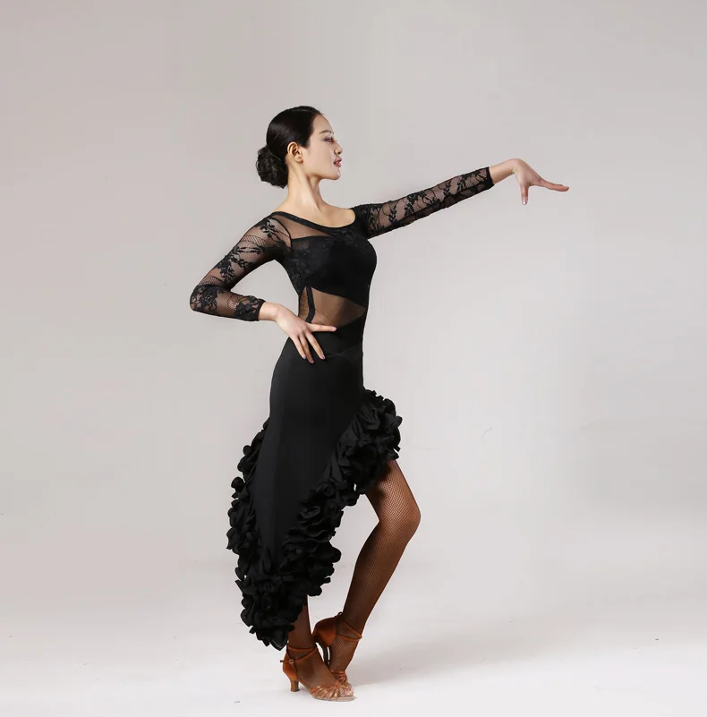 Платье чача Rumba &amp танец с кружевным лифом и рукавами современная юбка для