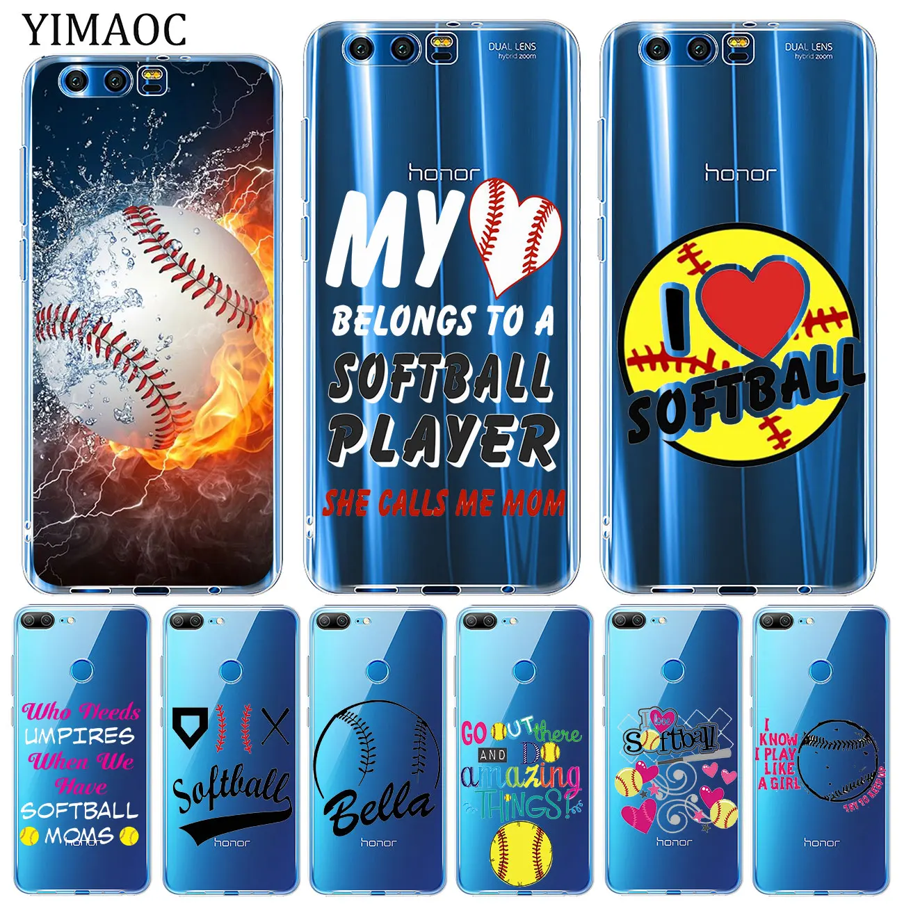 YIMAOC огненный Желтый Мягкий Бейсбольный чехол для Huawei Y9 Y7 Y6 Prime 2018 Honor 20 10 9 9X 8C 8X 8 Lite