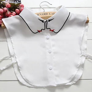 Винтажный гофрированный съемный воротник с бантом для женщин и мужчин, аксессуары для одежды, съемный декоративный воротник с вышивкой