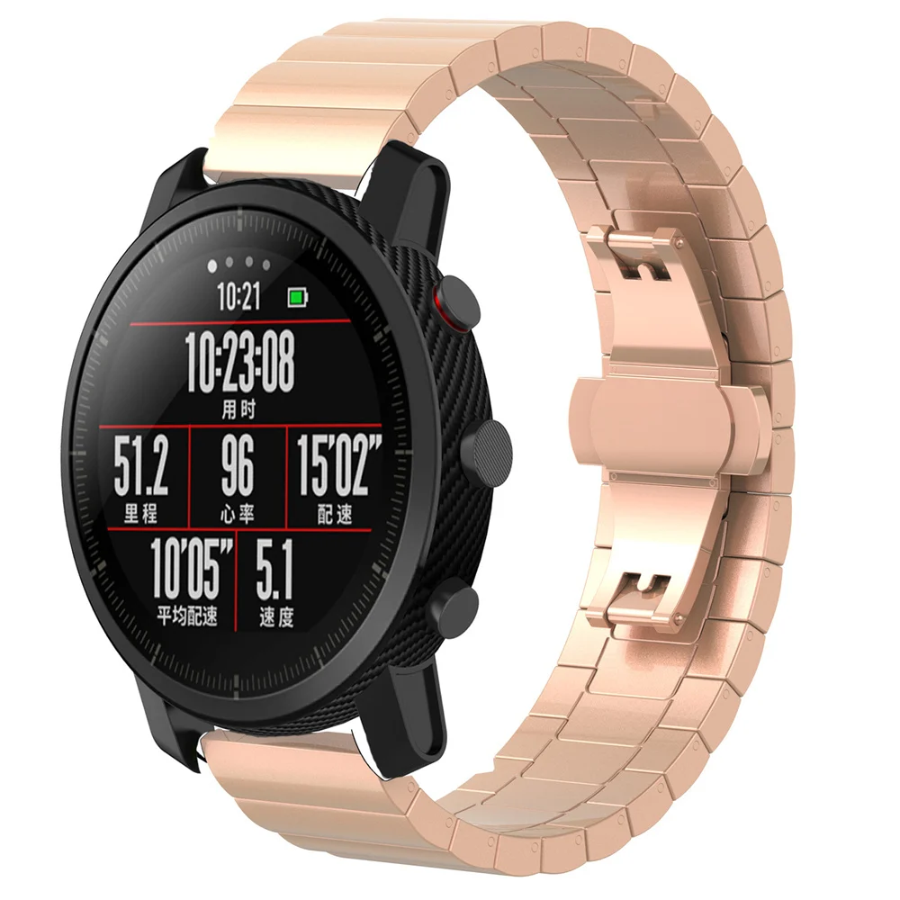 Металлический Нержавеющая сталь ремешок для Xiaomi Huami AMAZFIT темп Stratos 2 2 S ремешки наручных часов 22 см ремень для samsung Шестерни S3 Pebble Time