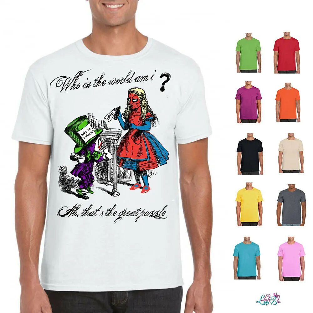 Мужская футболка s Who In The World Am I | Алиса в стране чудес Mad Hatter Человек паук мужская и