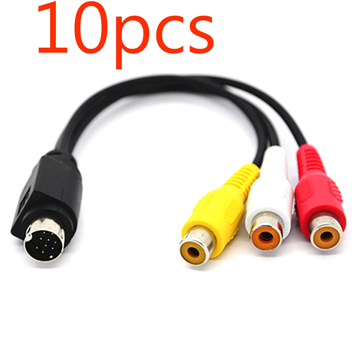 

10pcs MMI AV Cable 9 PIN S-VIDEO to 3 RCA COMPONENT FOR TV ADAPTER