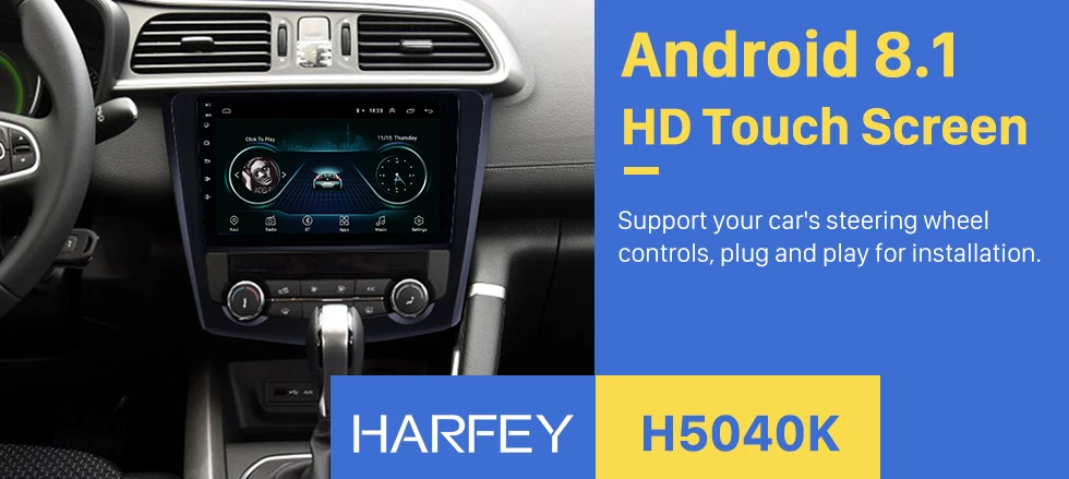Harfey автомобильный мультимедийный плеер для Renault Kadjar 9 дюймов 2Din Android 8,1 HD сенсорный экран Wifi 3g gps навигация ram 1 Гб