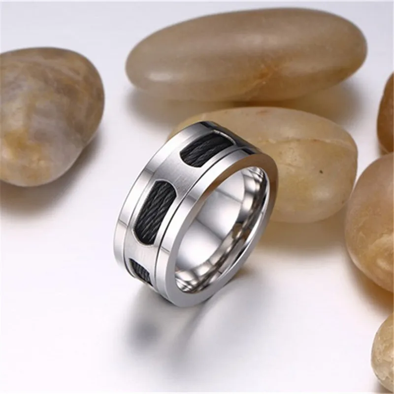 Мужское Винтажное кольцо CC из нержавеющей стали с матовой отделкой черного цвета