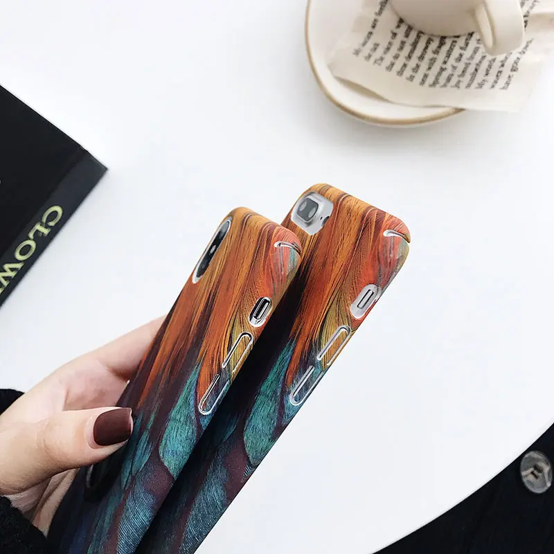 Чехол Boucho с цветными перьями для iphone XS MAX XR X чехол телефона цветопередачей s 6 S 7 8