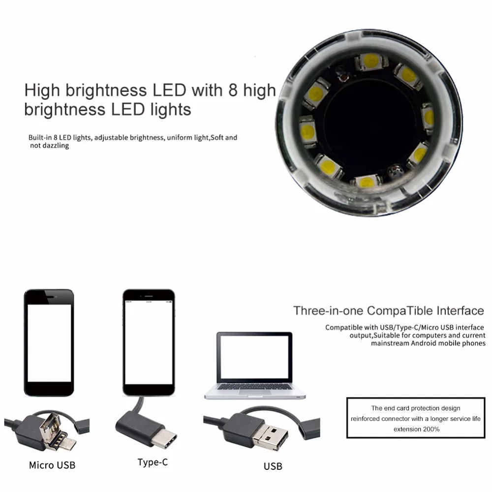 Цифровой светодиодный микроскоп 500X 1000X 8 USB эндоскоп камера лупа электронный с