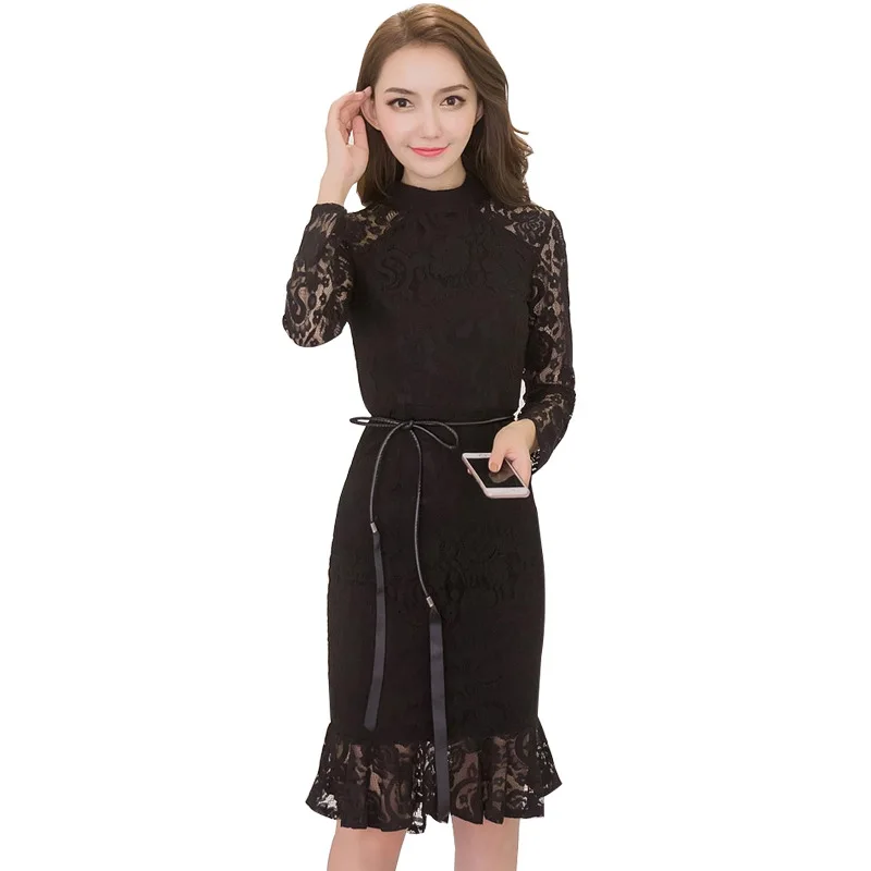 Женское кружевное платье русалка облегающее винтажное Вечерние длинным рукавом