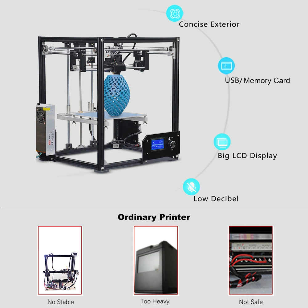 TRONXY X5 DIY 3d принтер наборы 3d принтер большой размер печати 210*210*280 мм LCD12864 экран Высокоточный металлический каркас