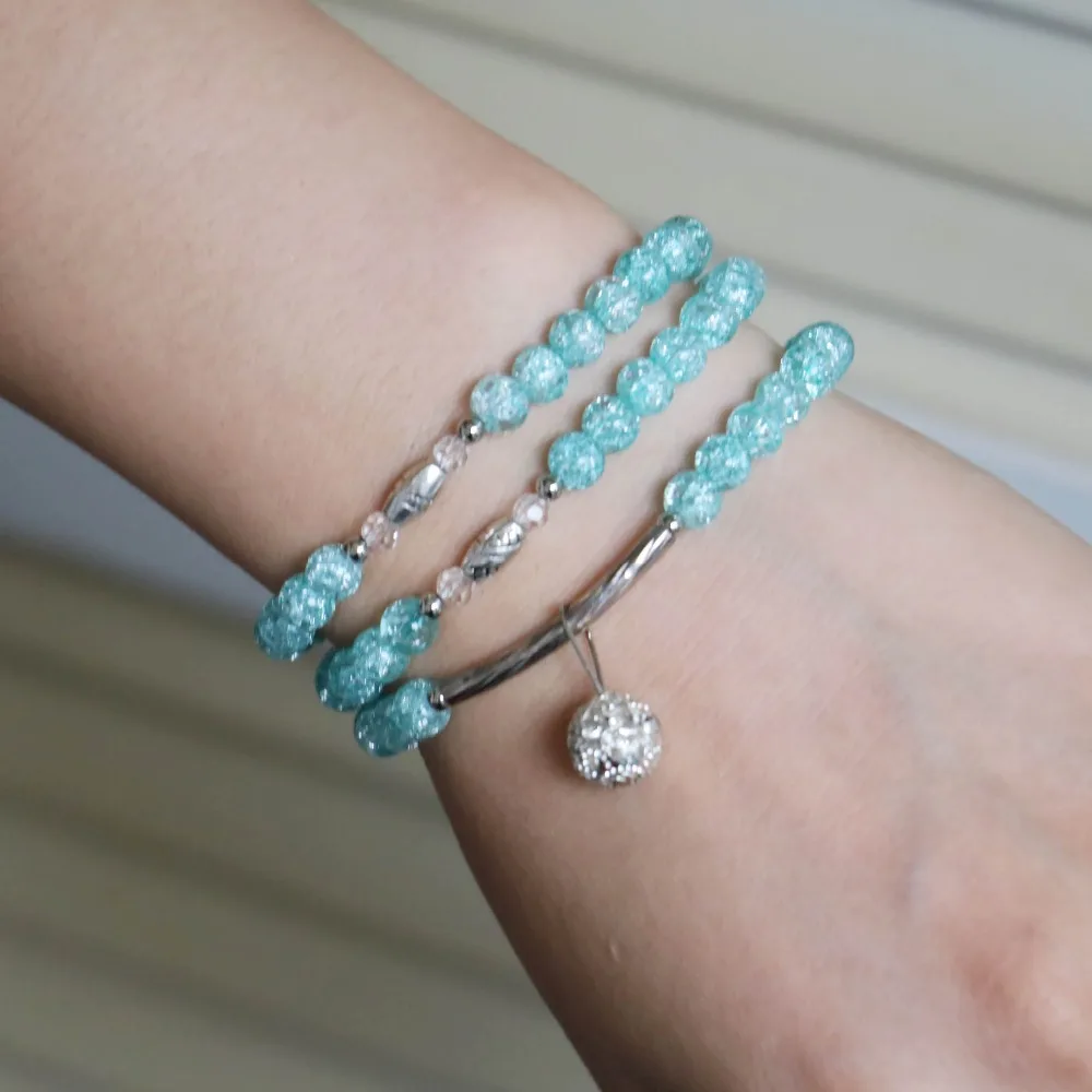 Женский многослойный браслет с подвеской-шариком 6 мм | Украшения и аксессуары